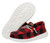 Hey Dude Boys Wally Youth Red and Black Buffalo Plaid Slip On Shoes