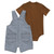 Carhartt Infant Boys Dark Indigo Ticking Stripe Short Sleeve Bodysuit and Ticking Stripe Shortall Set