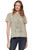 Threadgrit Womens Olive Winged Guitar Acid Wash Short Sleeve Tee