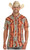 Rock & Roll Denim Men's VentTEK Teal and Orange Aztec Print Short Sleeve Western Snap Shirt