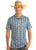 Rock & Roll Denim Men's Blue/Charcoal Aztec Print Button Down Short Sleeve Polo Shirt