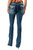 Grace In LA Women's Medium Wash Turquoise Aztec Pocket Mid Rise Bootcut Stretch Denim Jeans - EB61847