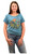 Liberty Wear Apparel Women's Blue Retro Landscape Desert Graphic Short Sleeve Shirt