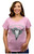 Liberty Wear Apparel Women's Pink Wild Ones Embellished Steer Head Skull Graphic Short Sleeve Shirt