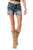 Grace In LA Women's Aztec Stars Pocket Dark Wash Denim Shorts