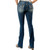 Grace In LA Women's Light Blue Steer head Pocket Mid Rise Medium Wash Bootcut Stretch Denim Jeans