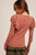 Hem & Thread Womens Rose Dust Ruffle Shoulder Long Sleeve Shirt