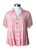 Keren Hart Womens Peach Distress Button Up Short Sleeve Shirt