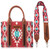 Wrangler Southwestern Print Small Canvas Tote Bag/Crossbody in Burgundy/Turquoise