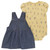 Carhartt Infant Girls Two-Piece Short Sleeve Printed Bodysuit & Denim Jumper Set Denim Medium Wash