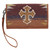 Nocona Ladies Multi Colored Southwest Print w/Floral Embossed Leather Cross Birdie Style Wristlet Wallet