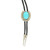 M&F Black Leatherette Bolo Cord with Silver Horseshoe & Turquoise Stone