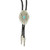 M&F Black Antique Double S Bolo Tie with Silver Southwestern Oval Concho & Turquoise Stone