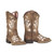 Twister Girls Youth Brown w/White Lily Style Embroidered Floral Square Toe Boots