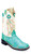 Jama Girls Youth Turquoise Sparkle w/White Shaft Leatherette Broad Square Toe Western Boots