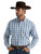 Wrangler Mens George Strait White and Light Blue Plaid Long Sleeve Shirt