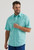 Wrangler Mens Wrinkle Resist Turquoise Plaid Short Sleeve Shirt