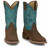 Justin Men's Frontier Big Bucks Brown with Blue Shaft Square Toe Boots