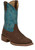 Justin Men's Frontier Big Bucks Brown with Blue Shaft Square Toe Boots