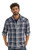 Wrangler Mens Blue Plaid Retro Premium Long Sleeve Shirt