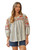 Savanna Jane Women's Ivory Babydoll Floral Embroidery 3/4 Sleeve Shirt