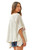 Savanna Jane Women's Ivory Poncho Tunic  Short Sleeve Shirt with Floral Embroidery