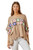 Savanna Jane Women's Solid Mocha Tunic Half Sleeve Shirt with Crocheted Square Pattern Front