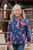 Cinch Girl's Navy/Pink Ranch Print Long Sleeve Pullover Fleece