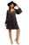 Hem & Thread Women's Black Ethnic Print Smocked Bubble Sleeve Dress