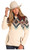Rock & Roll Cowgirl Women's Cream & Brown Aztec Border Berber 1/4 Zip Pullover