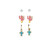 Silver Strike Ladies Earring Set Multi-Colored Post Style with Pink