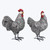 Young's Inc Resin Black and White Farm Chicken with Metal ASSORTMENT
