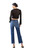 West & Wild Ladies Mid Rise Cropped Straight Leg Frayed Hem Medium Wash Denim Jeans