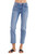 West & Wild Ladies Mid Rise Stretch Raw Hem Medium Light Wash Denim Skinny Jeans