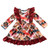 Shea Baby Girls Rust Aztec Print Long Sleeve Ruffle Dress