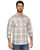 Threadgrit Mens Flynn Long Sleeve Cream Plaid Snap Button Western Shirt