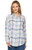 Threadgrit Womens Joanie Blue Plaid Boyfriend Button Up Shirt
