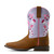 Ariat Girls Child & Youth Distressed Brown & Lilac Wild Bloom Wide Square Toe Boots