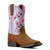 Ariat Girls Child & Youth Distressed Brown & Lilac Wild Bloom Wide Square Toe Boots