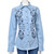 Cowboy Hardware Womens Blue Steer Skull and Roses Long Sleeve Western Snap Shirt