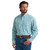 Wrangler Mens George Strait Teal Plaid Long Sleeve One Pocket Button Down Shirt