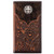 This Justin Mens Brown Floral Tooled Hair On Rodeo Cross Concho