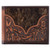 Justin Mens Brown Premium Hair On and Tooled Leather Bi Fold Wallet