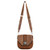 Justin Womens Tan Floral Tooled Saddle Concho Crossbody Purse
