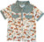 Shea Baby Toddler Boys White & Sage Bronco All Over Print Short Sleeve Polo Shirt