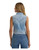 Wrangler Womens Light Blue Frayed Hem Sleeveless Denim Western Snap Shirt