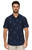 Threadgrit Men's Navy Diamond Geo Print Mack UPF Performance Short Sleeve Western Snap Shirt