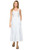 Threadgrit Women's White & Blue Abigail Striped Tiered Ruched Tank Maxi Dress