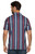 Threadgrit Men's Navy, Red & White Striped Print Grant Short Sleeve Performance Polo Shirt