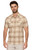 Threadgrit Men's Tan Combo Connor UPF Performance Short Sleeve Button Up Shirt